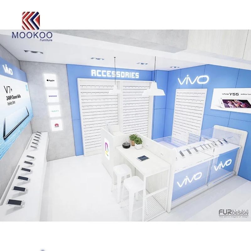 Mobiele telefoon kiosk display - Phone Accessories Design Shop recensie en prijs